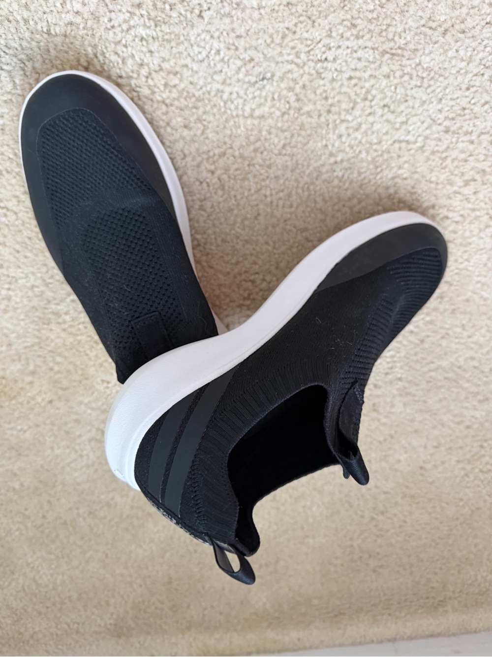 Koolaburra Black Knit Slip-On Sneakers with White Sole